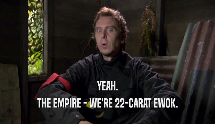 YEAH. THE EMPIRE - WE'RE 22-CARAT EWOK. 