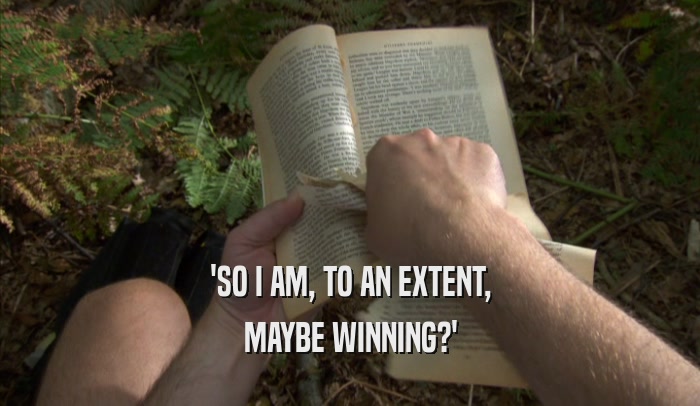 'SO I AM, TO AN EXTENT, MAYBE WINNING?' 
