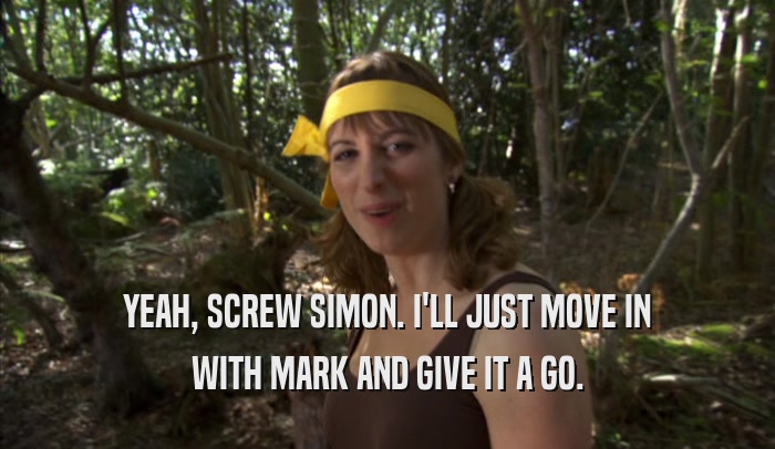YEAH, SCREW SIMON. I'LL JUST MOVE IN WITH MARK AND GIVE IT A GO. 