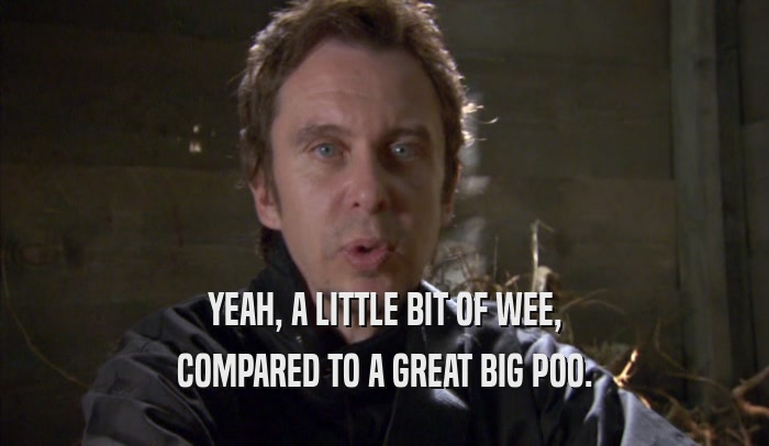 YEAH, A LITTLE BIT OF WEE, COMPARED TO A GREAT BIG POO. 