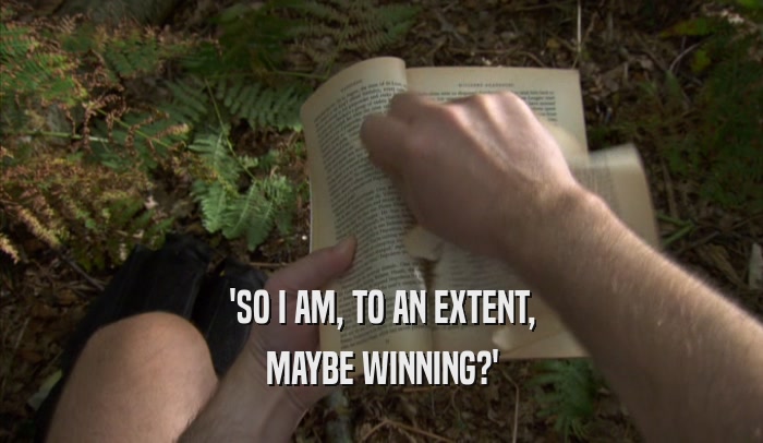 'SO I AM, TO AN EXTENT, MAYBE WINNING?' 