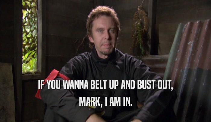 IF YOU WANNA BELT UP AND BUST OUT, MARK, I AM IN. 