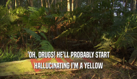 'OH, DRUGS! HE'LL PROBABLY START HALLUCINATING I'M A YELLOW 
