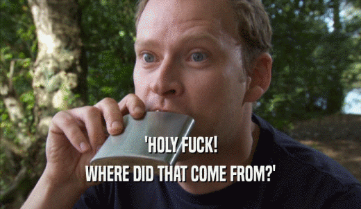 'HOLY FUCK! WHERE DID THAT COME FROM?' 
