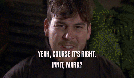 YEAH, COURSE IT'S RIGHT. INNIT, MARK? 