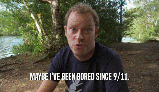 MAYBE I'VE BEEN BORED SINCE 9/11.  