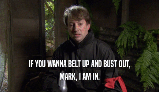 IF YOU WANNA BELT UP AND BUST OUT, MARK, I AM IN. 