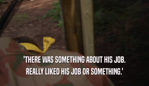 'THERE WAS SOMETHING ABOUT HIS JOB. REALLY LIKED HIS JOB OR SOMETHING.' 