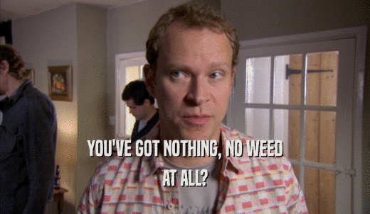 YOU'VE GOT NOTHING, NO WEED AT ALL? 