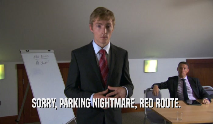 SORRY, PARKING NIGHTMARE, RED ROUTE.  