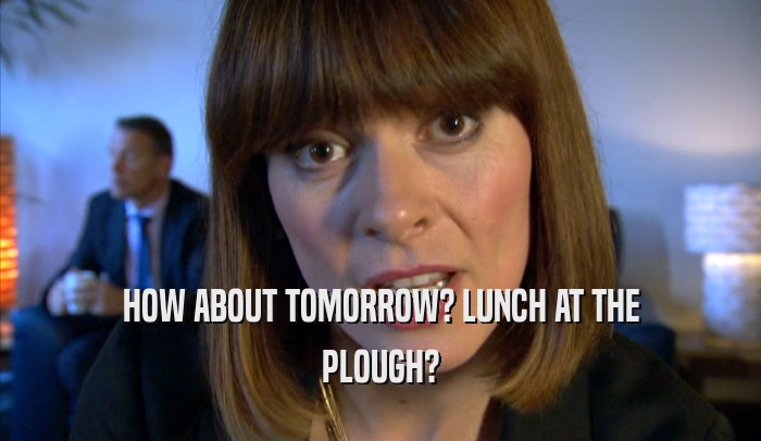HOW ABOUT TOMORROW? LUNCH AT THE PLOUGH? 