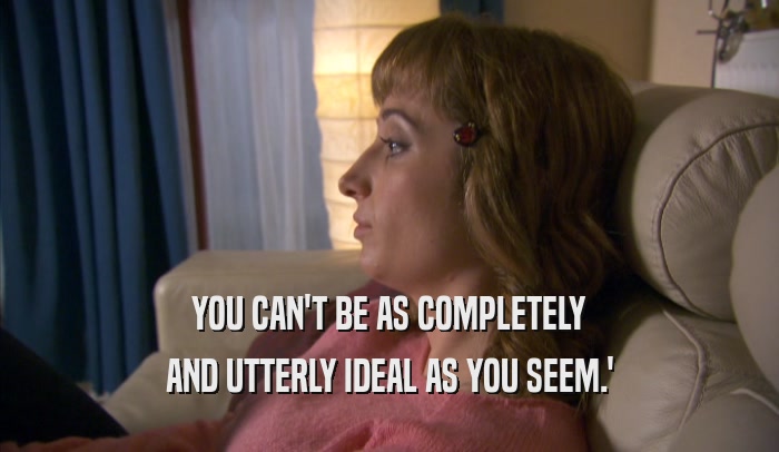 YOU CAN'T BE AS COMPLETELY AND UTTERLY IDEAL AS YOU SEEM.' 
