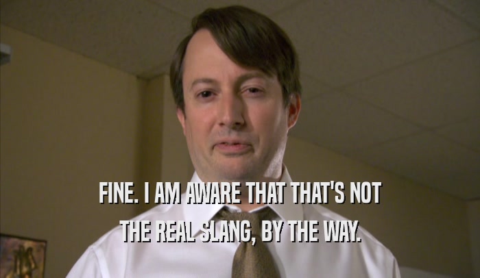 FINE. I AM AWARE THAT THAT'S NOT THE REAL SLANG, BY THE WAY. 