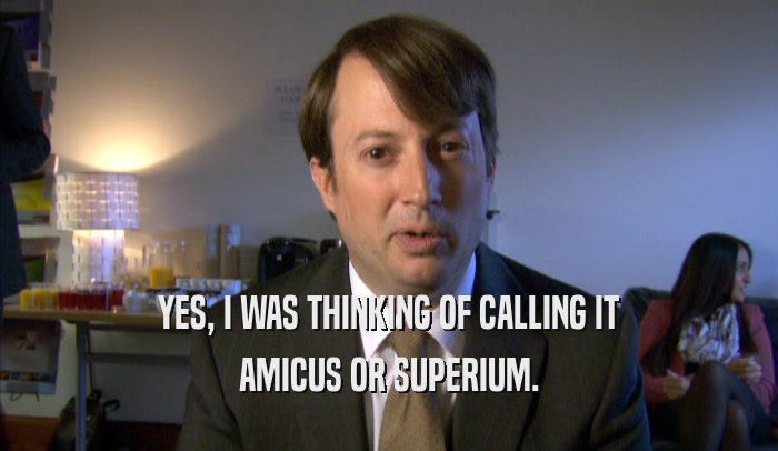 YES, I WAS THINKING OF CALLING IT AMICUS OR SUPERIUM. 
