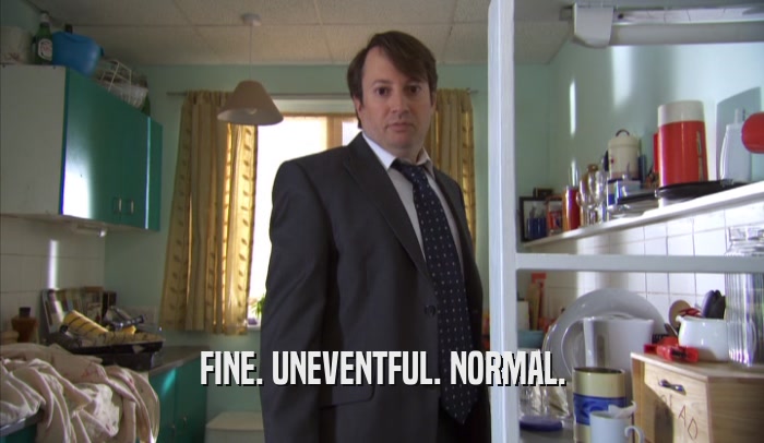 FINE. UNEVENTFUL. NORMAL.  