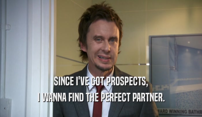 SINCE I'VE GOT PROSPECTS, I WANNA FIND THE PERFECT PARTNER. 