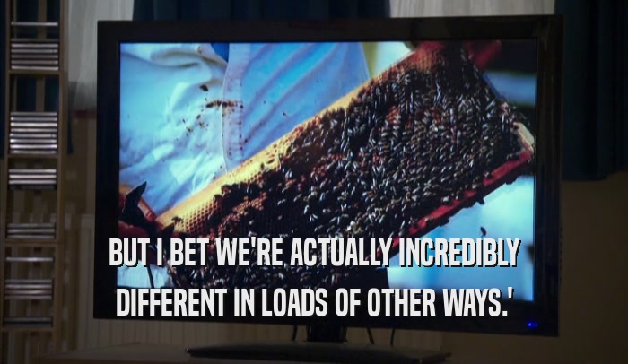 BUT I BET WE'RE ACTUALLY INCREDIBLY DIFFERENT IN LOADS OF OTHER WAYS.' 