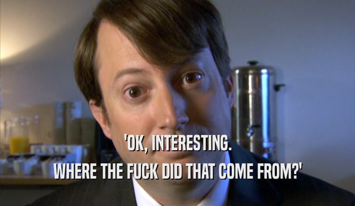 'OK, INTERESTING. WHERE THE FUCK DID THAT COME FROM?' 