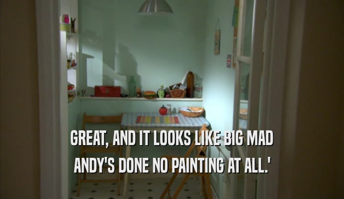 GREAT, AND IT LOOKS LIKE BIG MAD ANDY'S DONE NO PAINTING AT ALL.' 