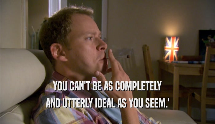 YOU CAN'T BE AS COMPLETELY AND UTTERLY IDEAL AS YOU SEEM.' 