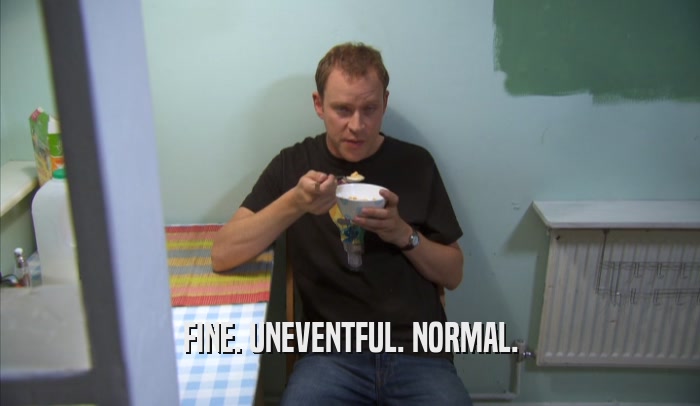 FINE. UNEVENTFUL. NORMAL.  