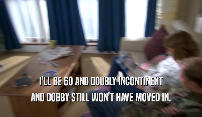 I'LL BE 60 AND DOUBLY INCONTINENT AND DOBBY STILL WON'T HAVE MOVED IN. 