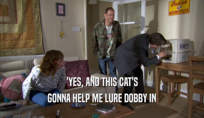 'YES, AND THIS CAT'S GONNA HELP ME LURE DOBBY IN 