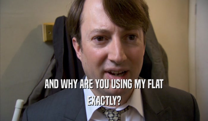 AND WHY ARE YOU USING MY FLAT EXACTLY? 