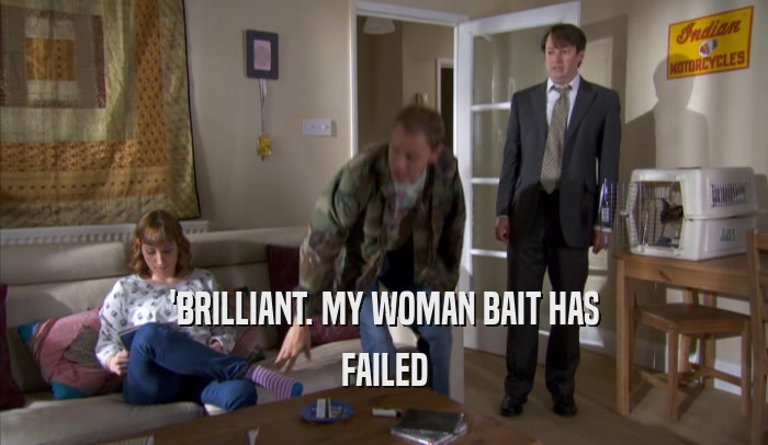 'BRILLIANT. MY WOMAN BAIT HAS FAILED 