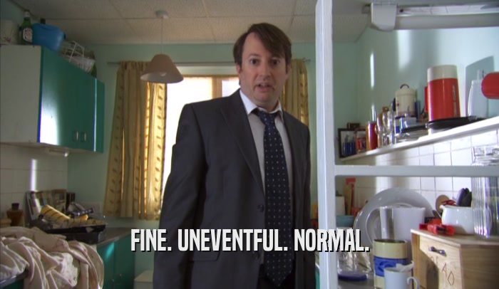 FINE. UNEVENTFUL. NORMAL.  