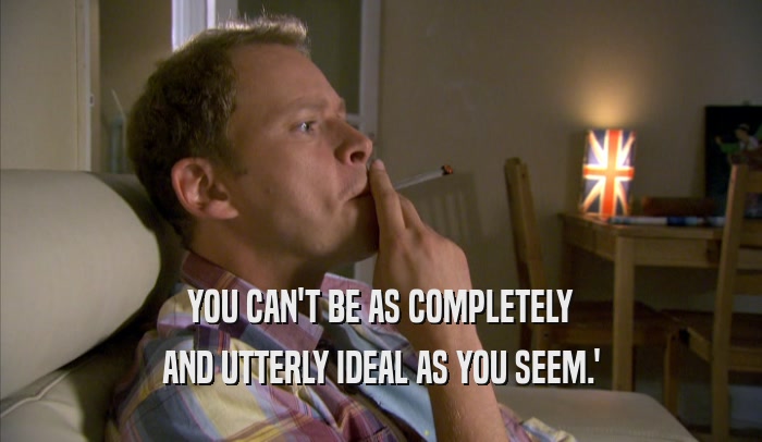 YOU CAN'T BE AS COMPLETELY AND UTTERLY IDEAL AS YOU SEEM.' 