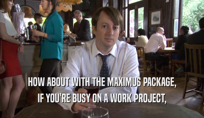 HOW ABOUT WITH THE MAXIMUS PACKAGE,
 IF YOU'RE BUSY ON A WORK PROJECT,
 