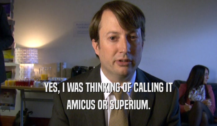 YES, I WAS THINKING OF CALLING IT AMICUS OR SUPERIUM. 