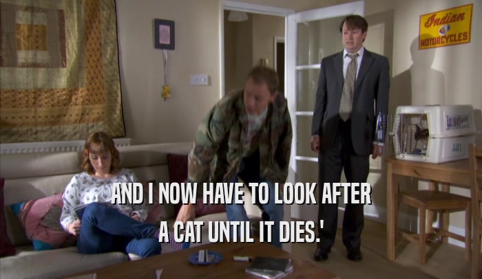 AND I NOW HAVE TO LOOK AFTER A CAT UNTIL IT DIES.' 