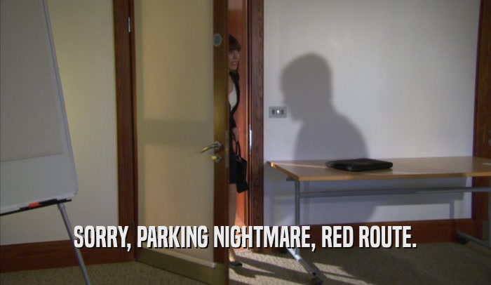 SORRY, PARKING NIGHTMARE, RED ROUTE.  