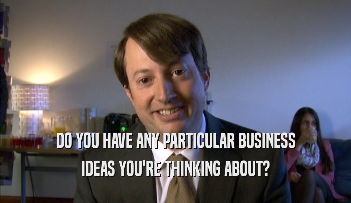 DO YOU HAVE ANY PARTICULAR BUSINESS IDEAS YOU'RE THINKING ABOUT? 