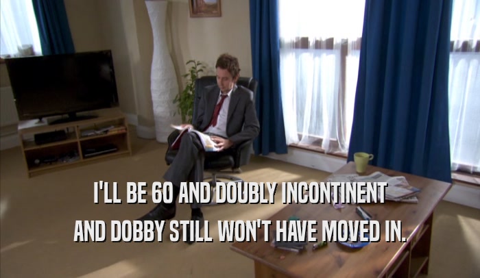 I'LL BE 60 AND DOUBLY INCONTINENT AND DOBBY STILL WON'T HAVE MOVED IN. 