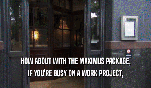 HOW ABOUT WITH THE MAXIMUS PACKAGE, IF YOU'RE BUSY ON A WORK PROJECT, 