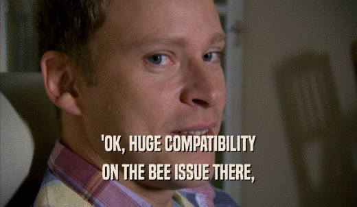 'OK, HUGE COMPATIBILITY ON THE BEE ISSUE THERE, 