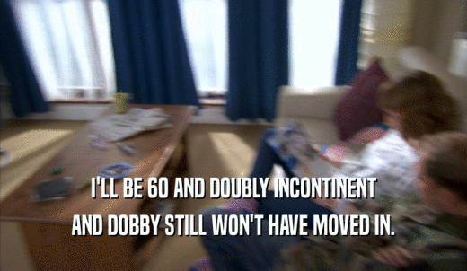 I'LL BE 60 AND DOUBLY INCONTINENT AND DOBBY STILL WON'T HAVE MOVED IN. 