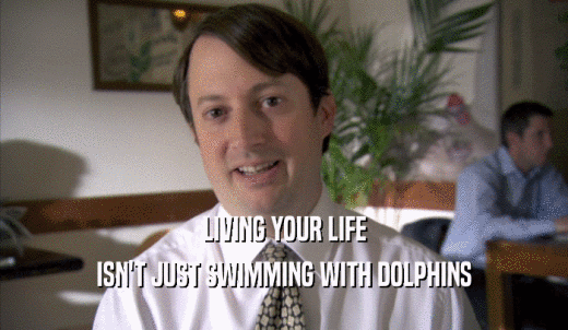 LIVING YOUR LIFE ISN'T JUST SWIMMING WITH DOLPHINS 