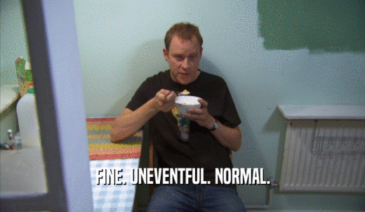 FINE. UNEVENTFUL. NORMAL.  