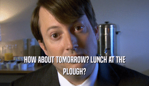 HOW ABOUT TOMORROW? LUNCH AT THE PLOUGH? 