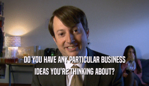 DO YOU HAVE ANY PARTICULAR BUSINESS IDEAS YOU'RE THINKING ABOUT? 