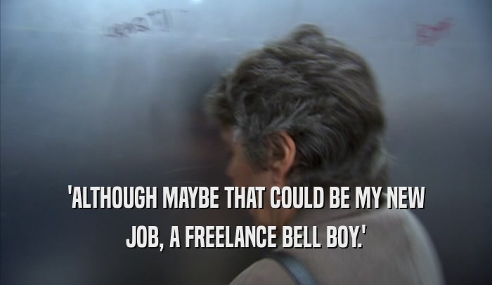 'ALTHOUGH MAYBE THAT COULD BE MY NEW
 JOB, A FREELANCE BELL BOY.'
 
