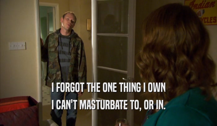 I FORGOT THE ONE THING I OWN I CAN'T MASTURBATE TO, OR IN. 