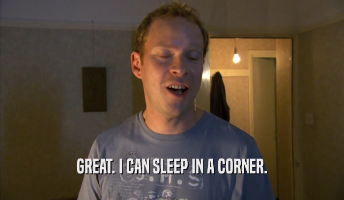 GREAT. I CAN SLEEP IN A CORNER.  