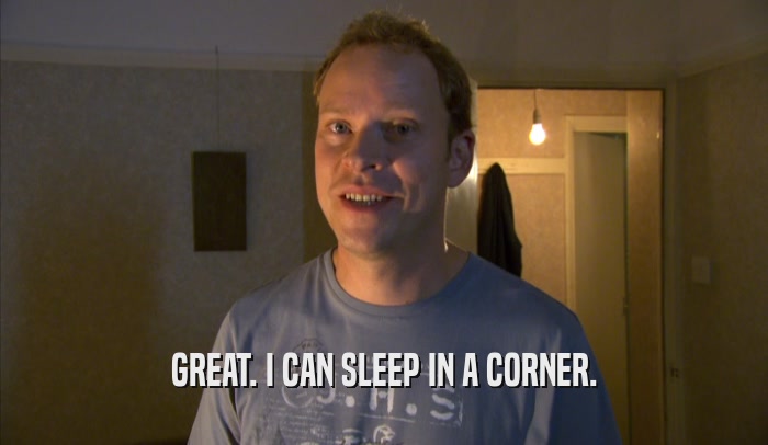 GREAT. I CAN SLEEP IN A CORNER.  