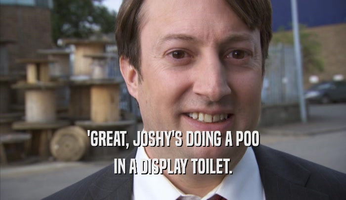'GREAT, JOSHY'S DOING A POO IN A DISPLAY TOILET. 