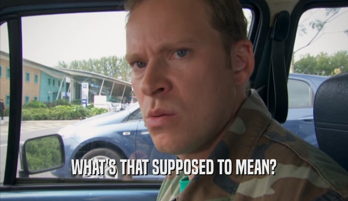WHAT'S THAT SUPPOSED TO MEAN?  
